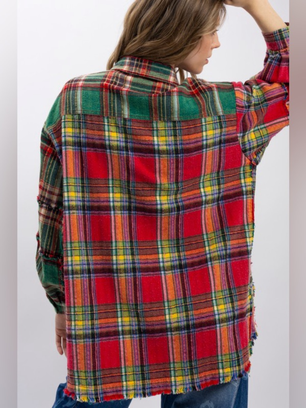 #115 New! Bluevelvet Oversized Plaid Button-Up Shirt - Picture 5 of 9